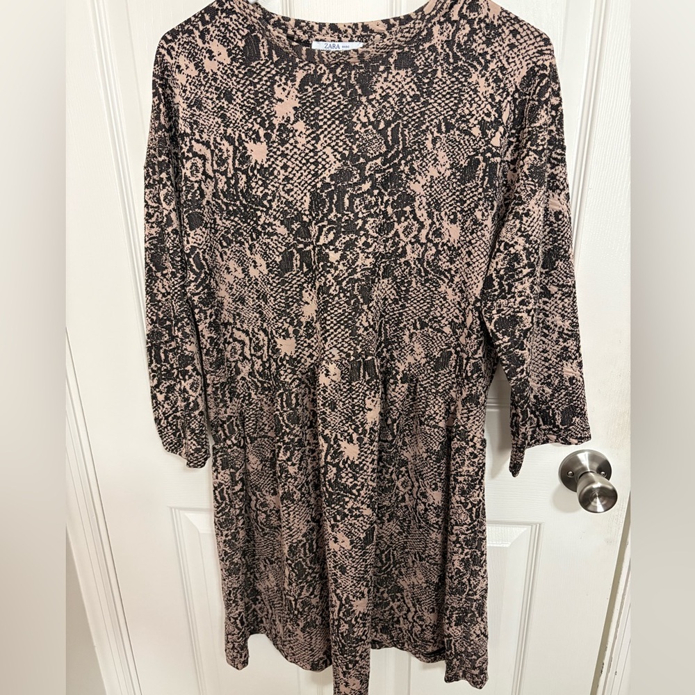Zara Basic Neutral Python Snake Print Long Sleeve… - image 1